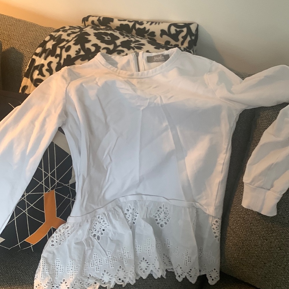 White trim eyelet top